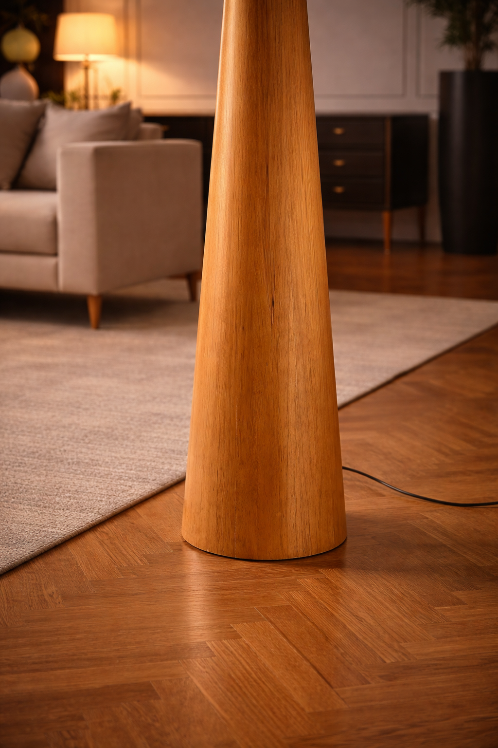 Nora - Lampe sur pied en bois style japonais