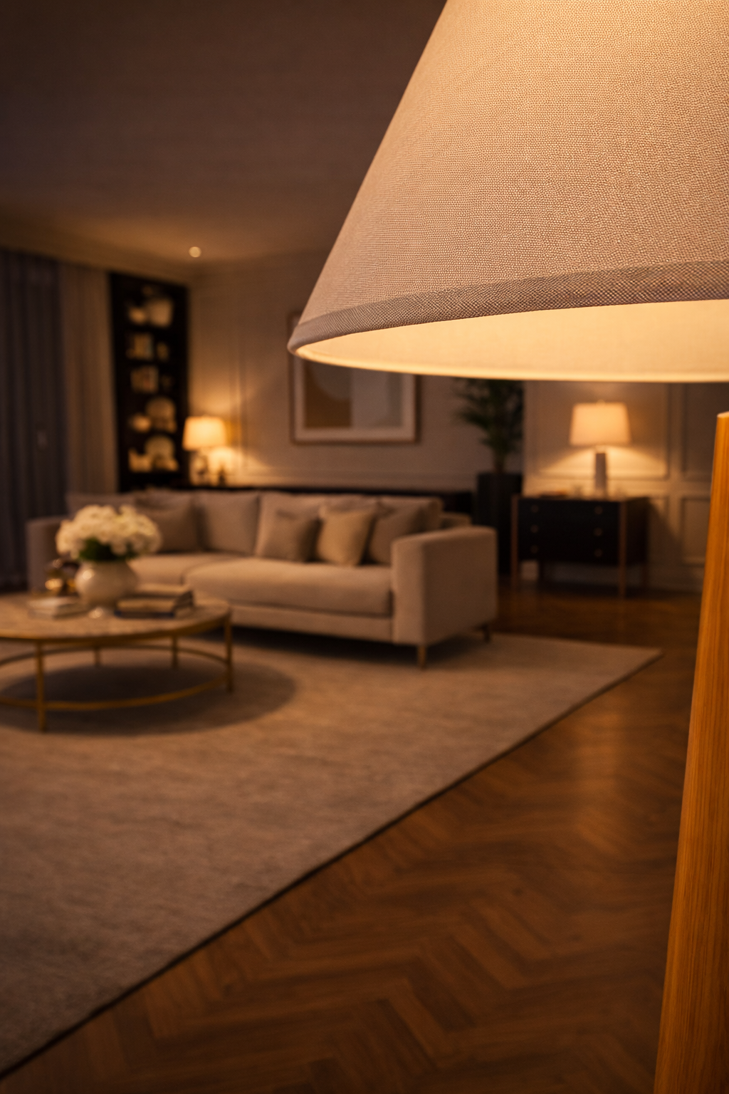 Nora - Lampe sur pied en bois style japonais