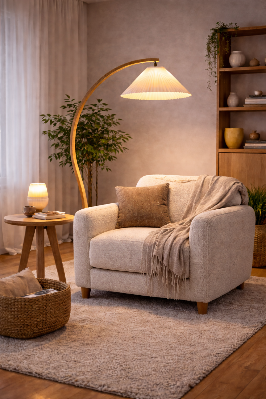 Vela – Lampe sur pied en bois naturel