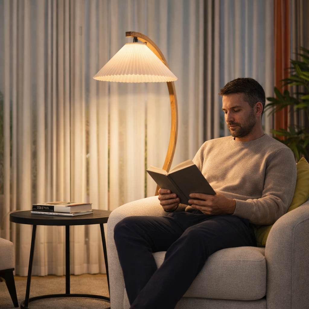 Vela – Lampe sur pied en bois naturel