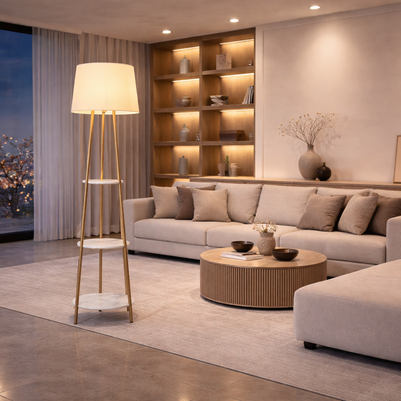 Elva – Lampadaire design avec étagères