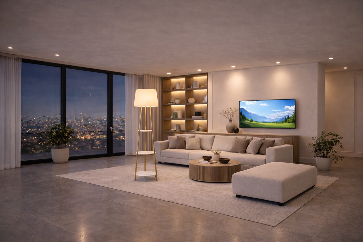 Elva – Lampadaire design avec étagères