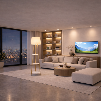 Elva – Lampadaire design avec étagères