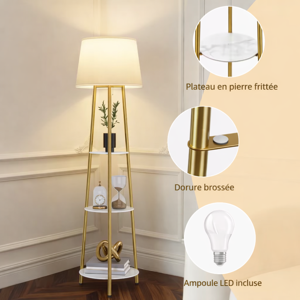 Elva – Lampadaire design avec étagères