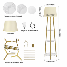 Elva – Lampadaire design avec étagères