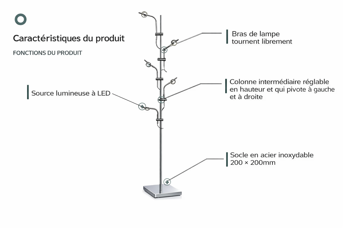 Aera - Lampadaire à têtes multiples