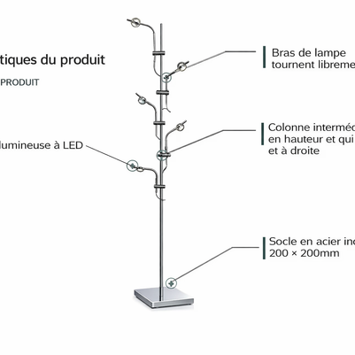 Aera - Lampadaire à têtes multiples