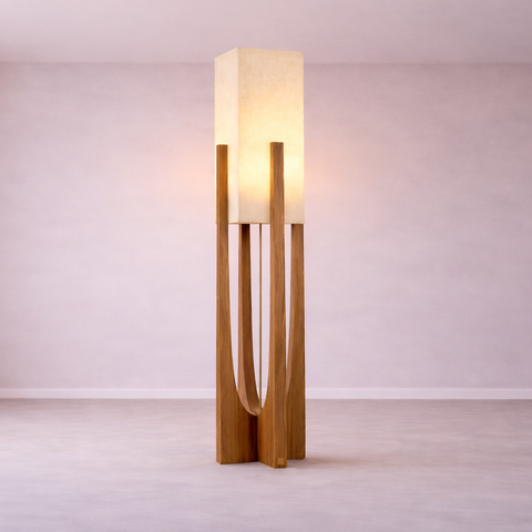 Luma - Lampe sur pied en bois au style scandinave