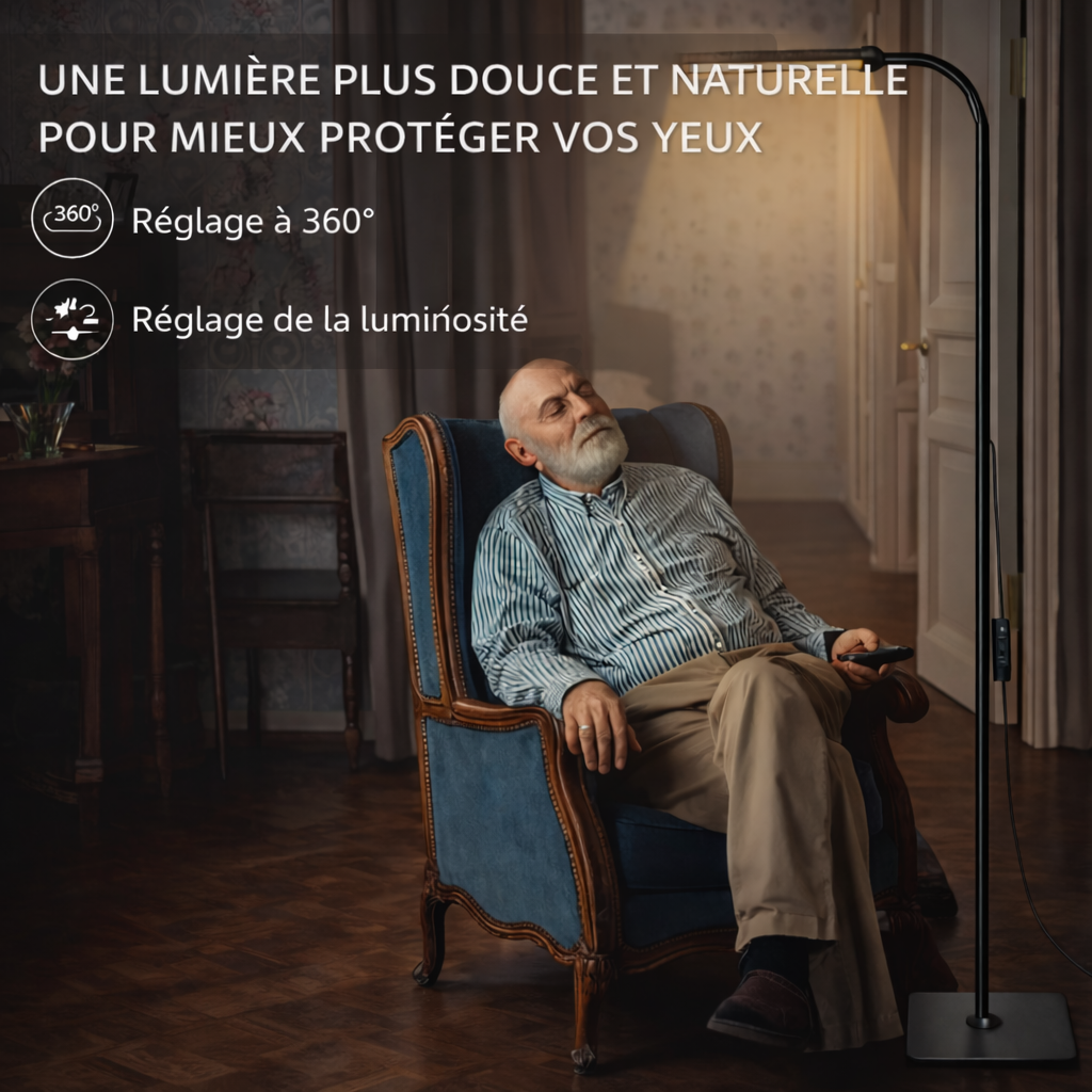 Noéris – Lampe liseuse sur pied à col de cygne
