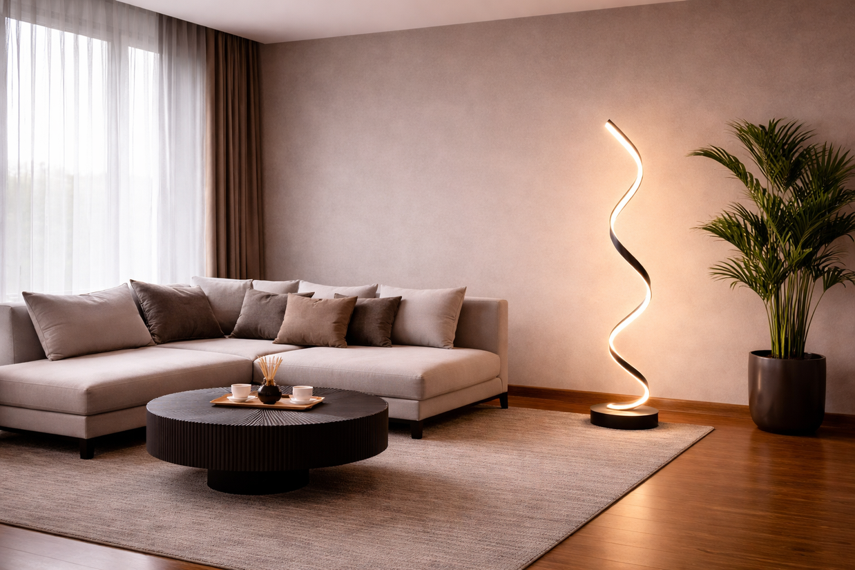 Vana – Lampe design à bande spirale autoportante